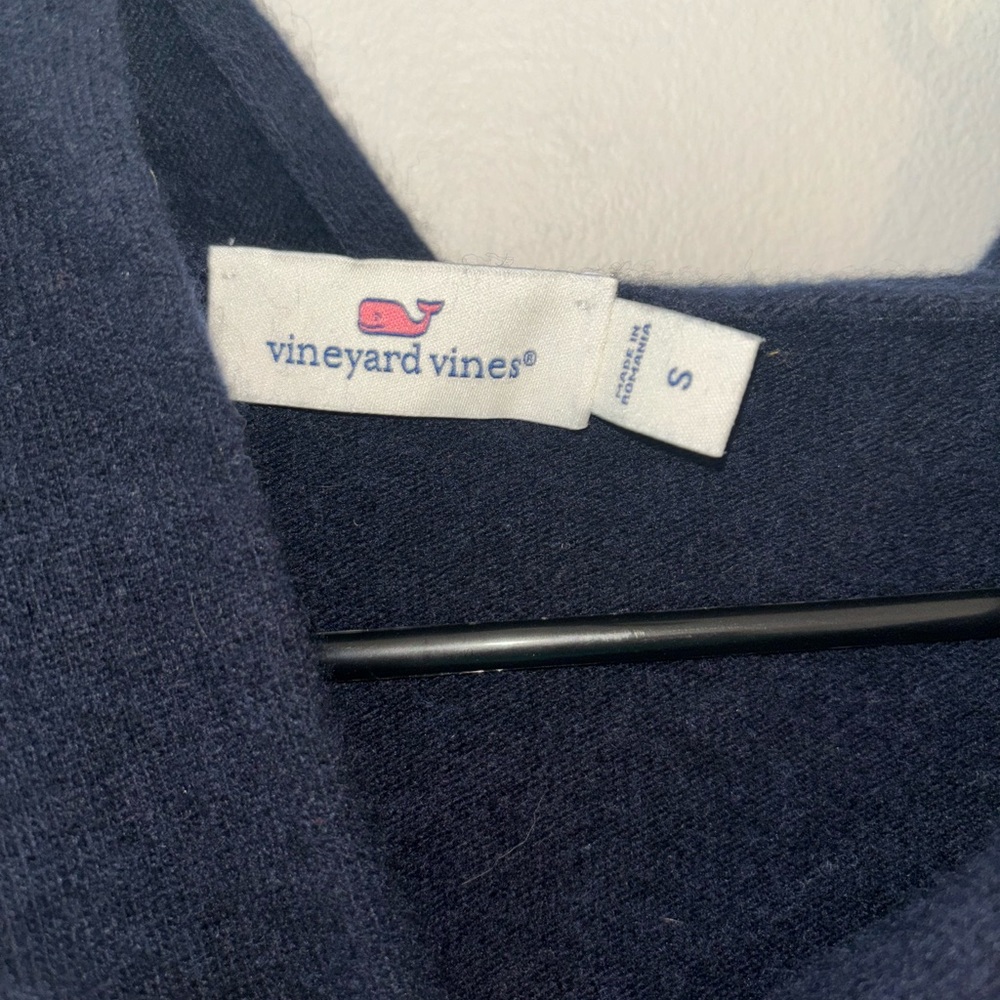 Vineyard Vines Navy Blue & White Stripe Hooded Wool Cashmere Sweater Size Small - Picture 7 of 12